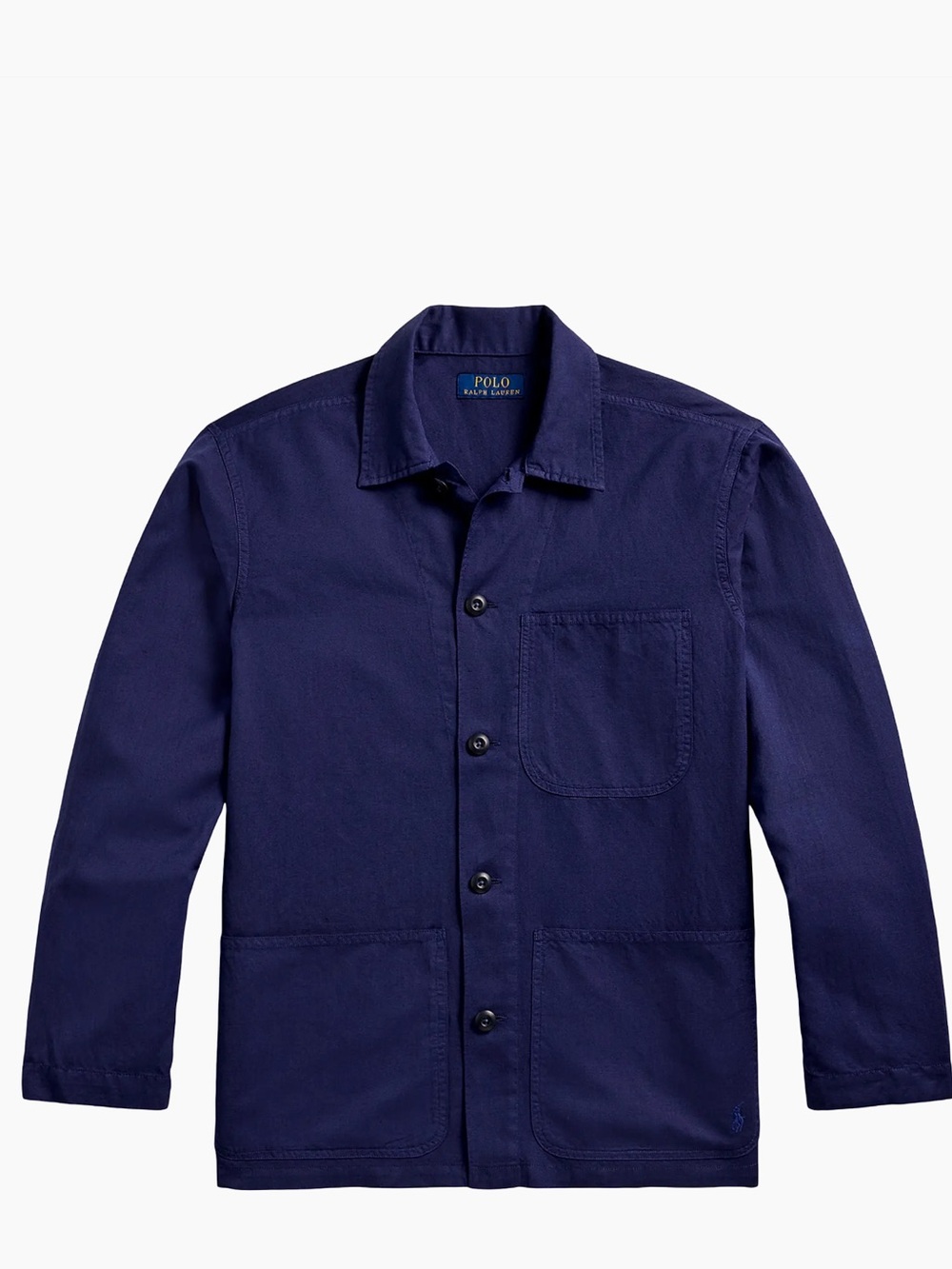Polo Ralph Lauren Mens XXL NWT Logo-Embroidered Navy Linen-Cotton Overshirt - Picture 2 of 11